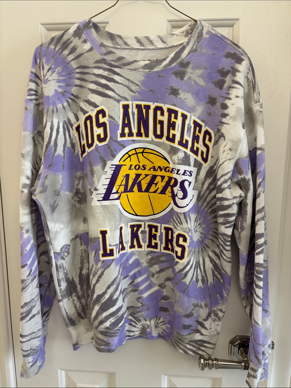 Los Angeles Lakers Tie-Dye Crewneck Sweatshirt - Purple/Gray